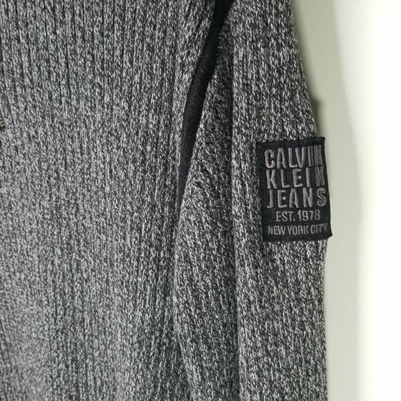 Calvin Klein Jeans Men's Sweater Size XL 1/4 Zip Cotton Form Fitting Fisherman - Picture 3 of 7